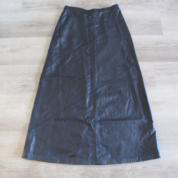 Vintage Dresses & Skirts - VINTAGE 100% Lamb Leather Maxi Skirt